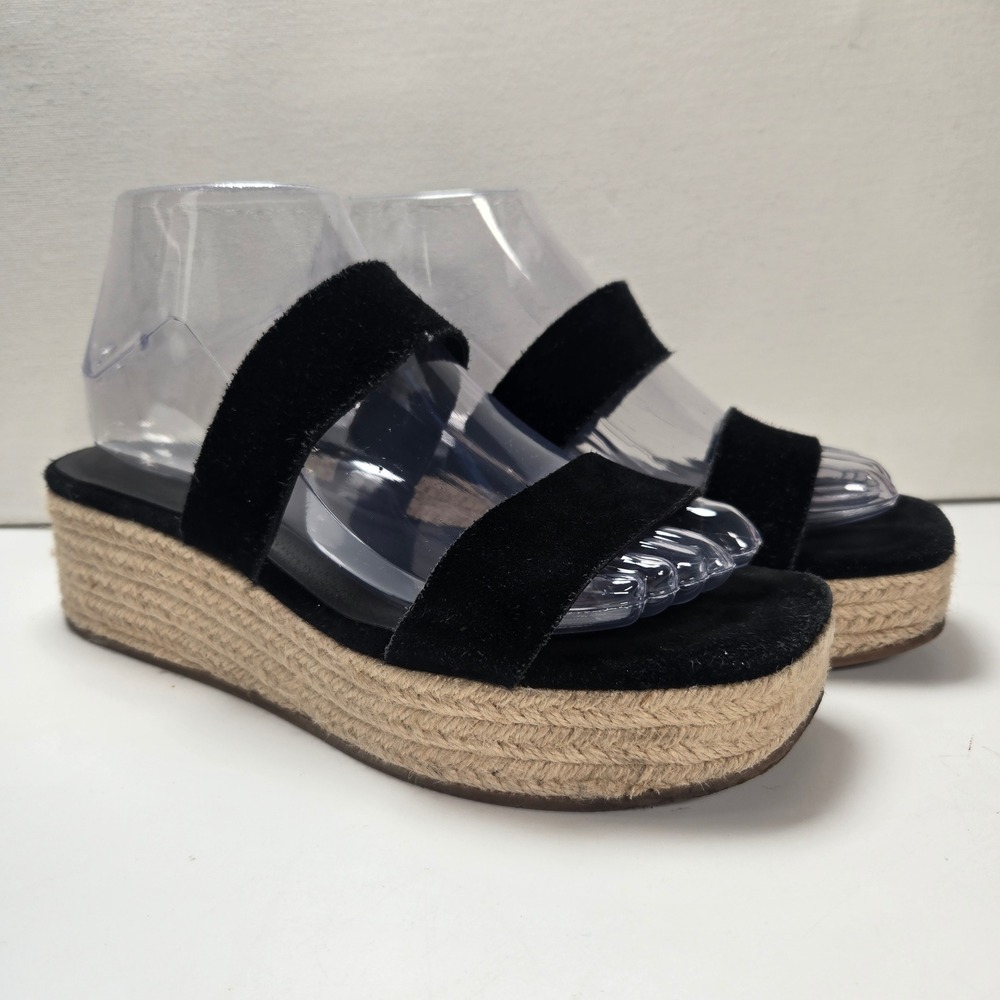 Treasure & Bond Fatima Sandals Womens 8M Black Suede Espadrille Platform Wedge